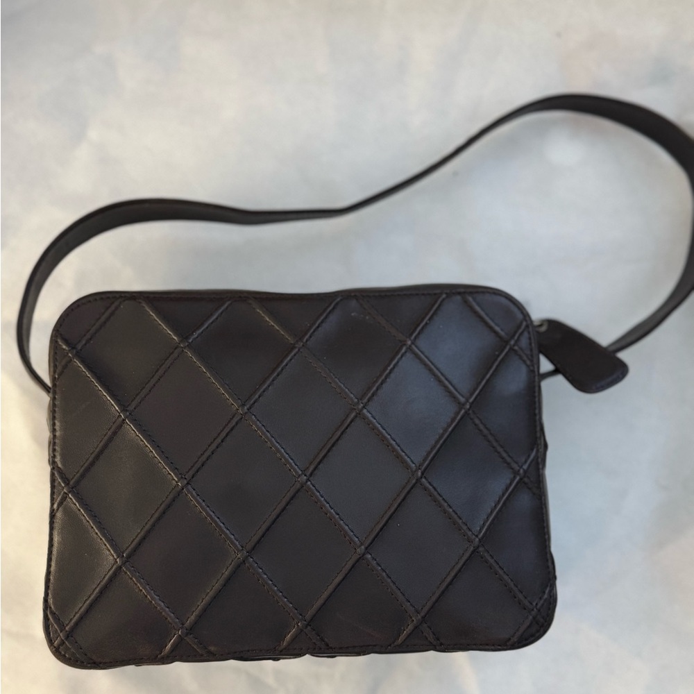 Chanel Lambskin Stitched Camera Case
 Dark Brown Quilted Shoulder Bag